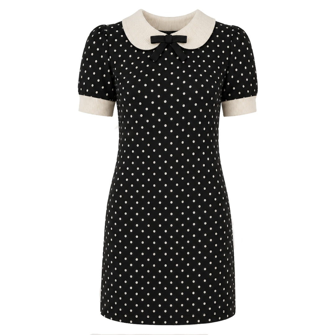 Vestido de punto vintage años 60 azul oscuro para mujer