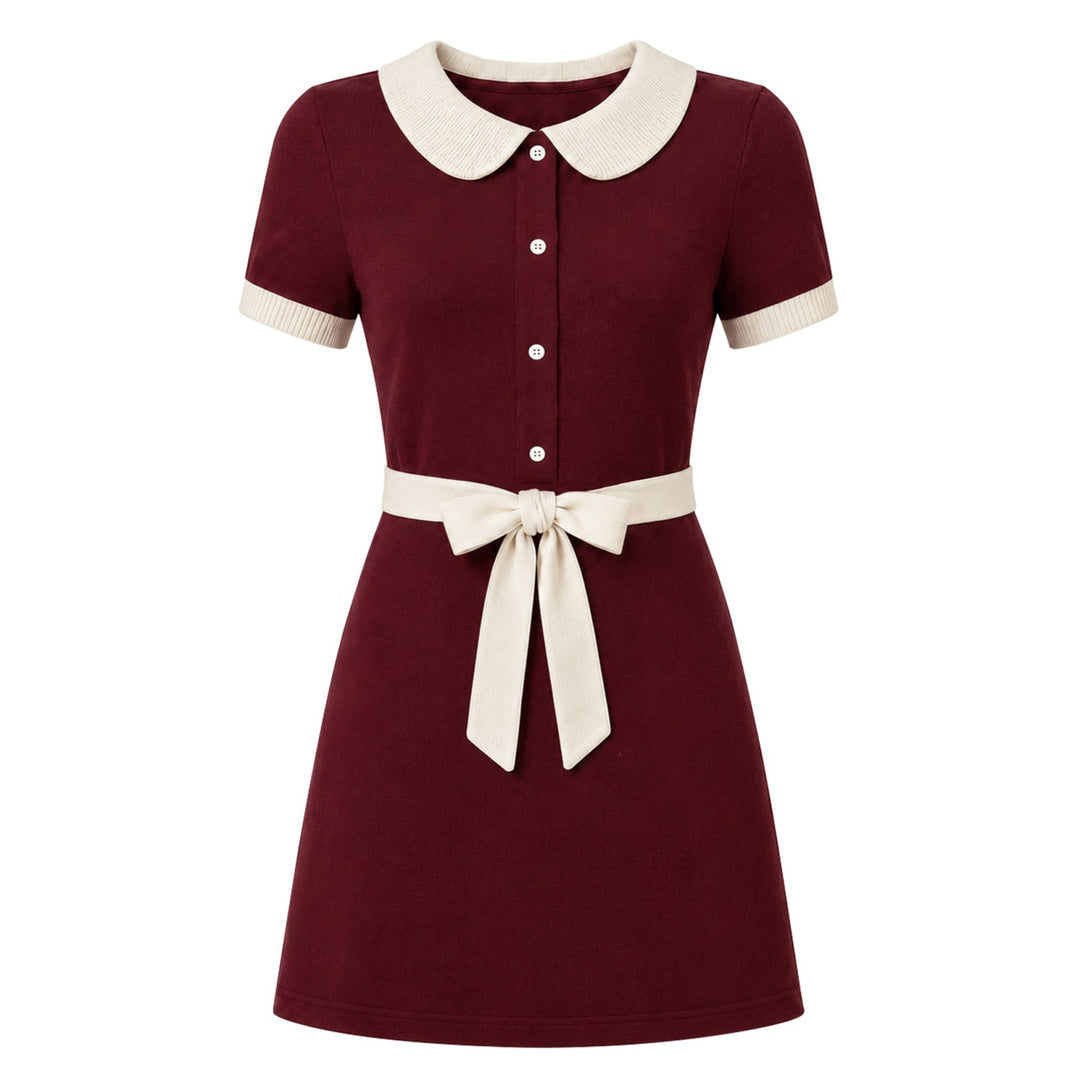 Vestido de punto vintage años 60 azul oscuro para mujer