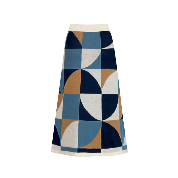 Women’s 60s MOD Geometric Color-Block Crew Neck Knit Dress Set