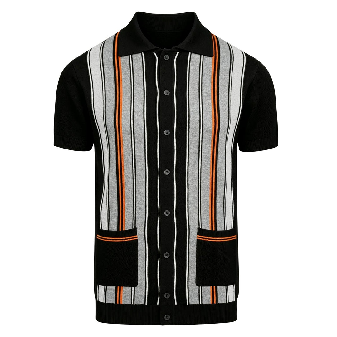 Svart retro modekonstdesign stickad cardigan för män