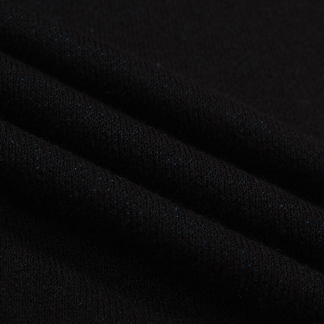 Herre Sort Minimalistisk Stripet Klassisk Jacquard Polo Strikket Skjorte