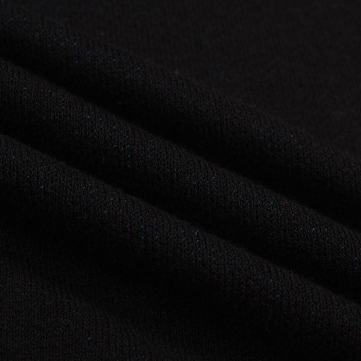 Herre Sort Minimalistisk Stripet Klassisk Jacquard Polo Strikket Skjorte