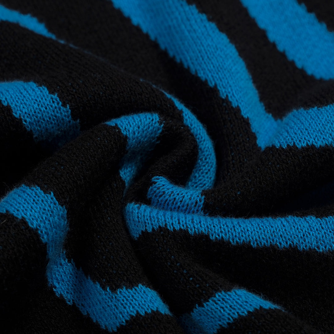 Herre Sort Minimalistisk Stripet Klassisk Jacquard Polo Strikket Skjorte