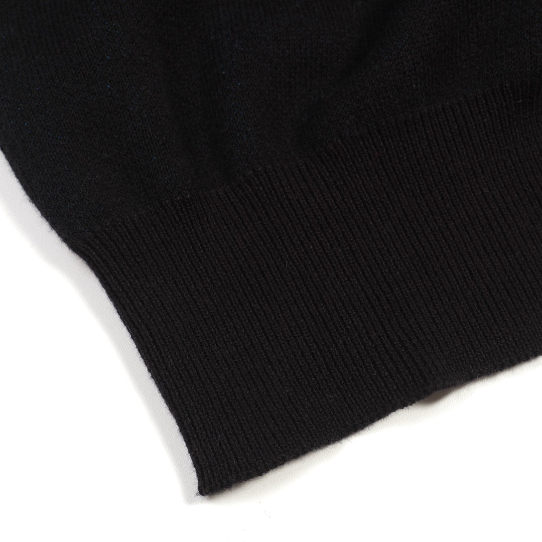 Herre Sort Minimalistisk Stripet Klassisk Jacquard Polo Strikket Skjorte