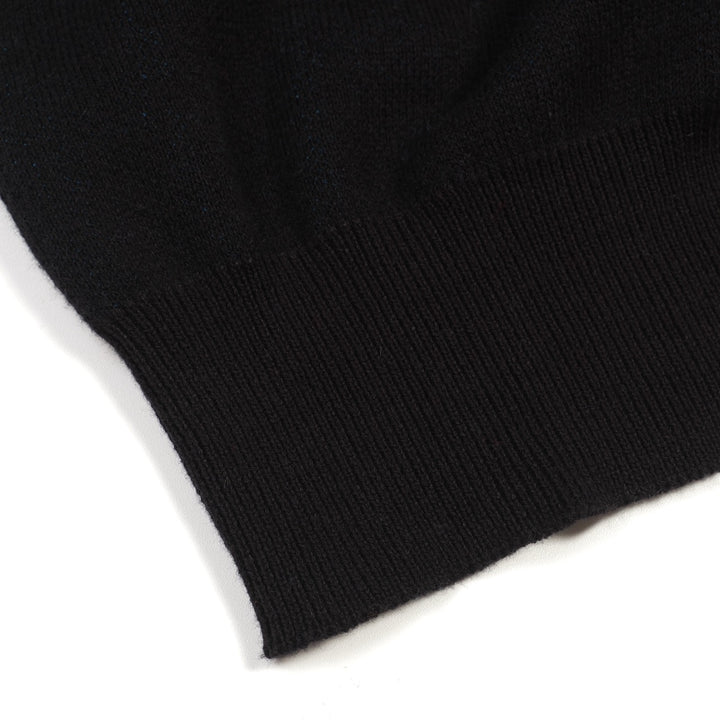 Herre Sort Minimalistisk Stripet Klassisk Jacquard Polo Strikket Skjorte