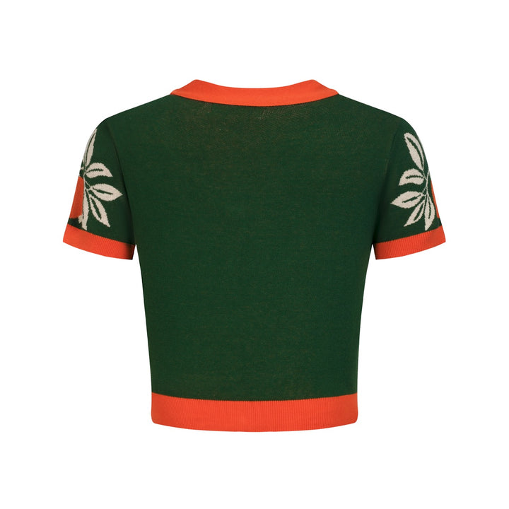 Women's Green Classic Plant-Based Knit T-Shirt - Cropped Length