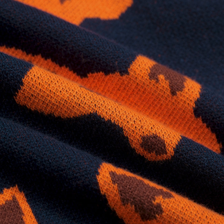 Women's classic navy blue fox knit T-shirt - Cropped Length