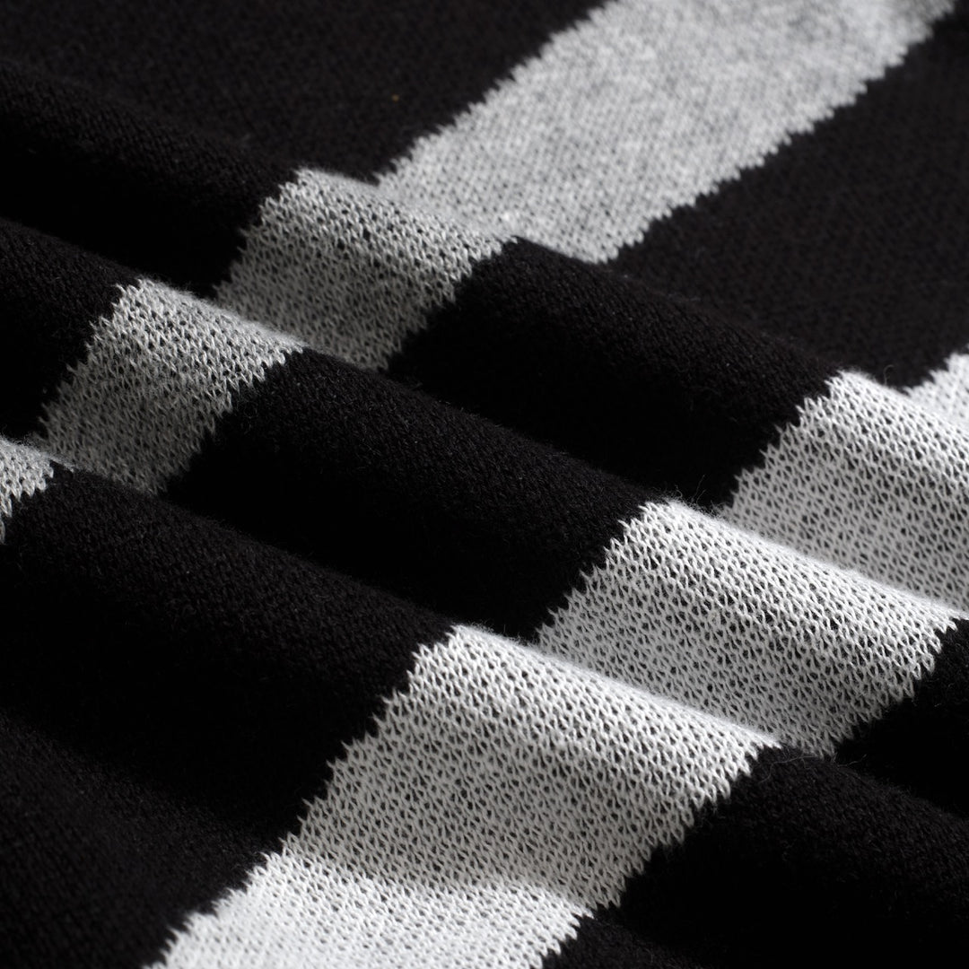 Polo en maille jacquard vintage à rayures noires pour homme