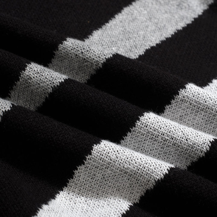 Polo en maille jacquard vintage à rayures noires pour homme