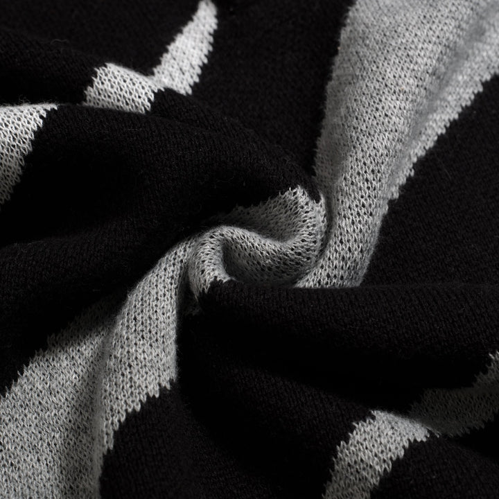 Polo en maille jacquard vintage à rayures noires pour homme