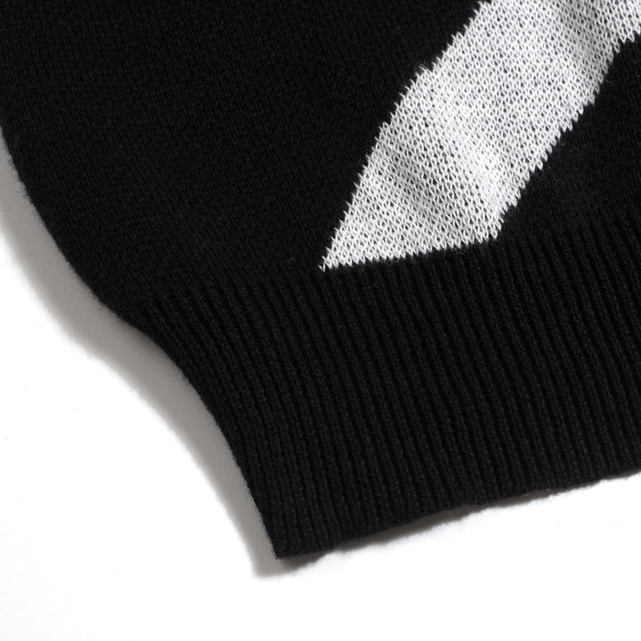 Polo en maille jacquard vintage à rayures noires pour homme