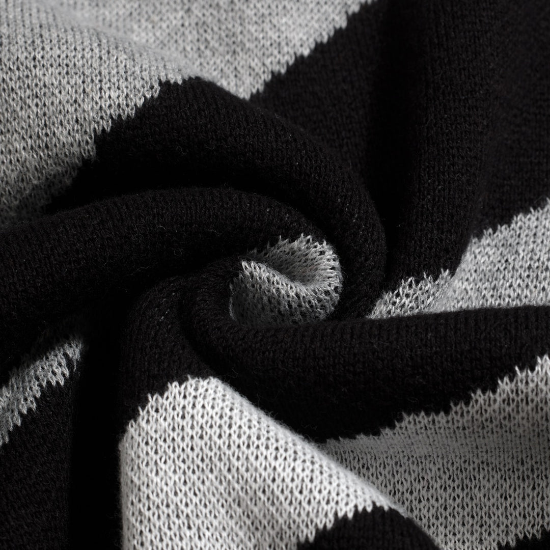 Polo en maille jacquard vintage à rayures noires pour homme
