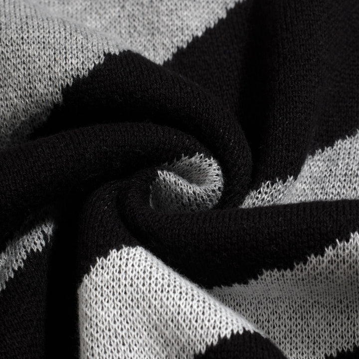 Polo en maille jacquard vintage à rayures noires pour homme