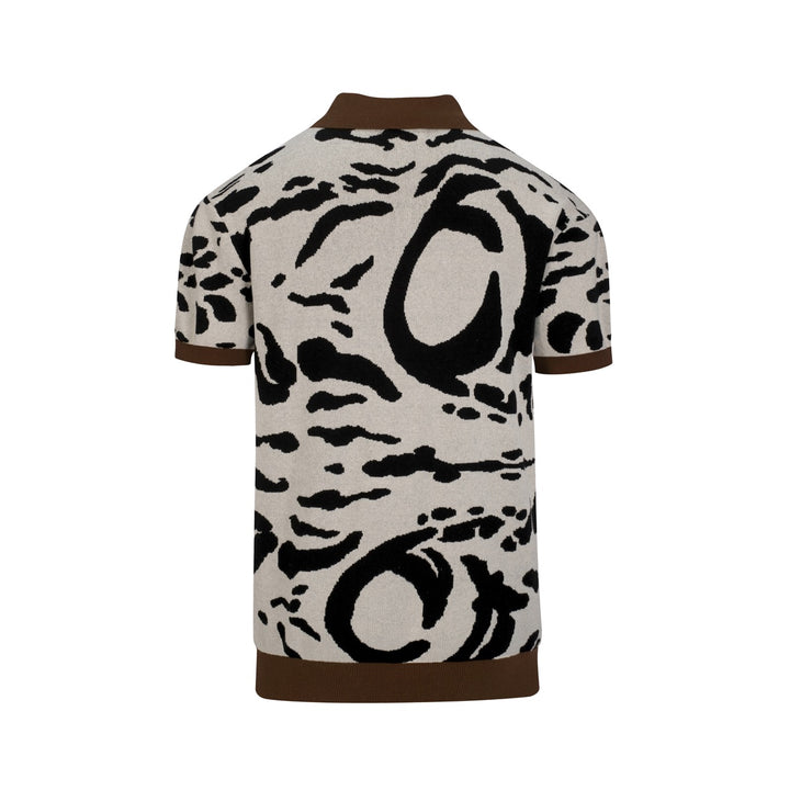 Men's Apricot Vintage Classic Art Jacquard Polo Knit Shirt