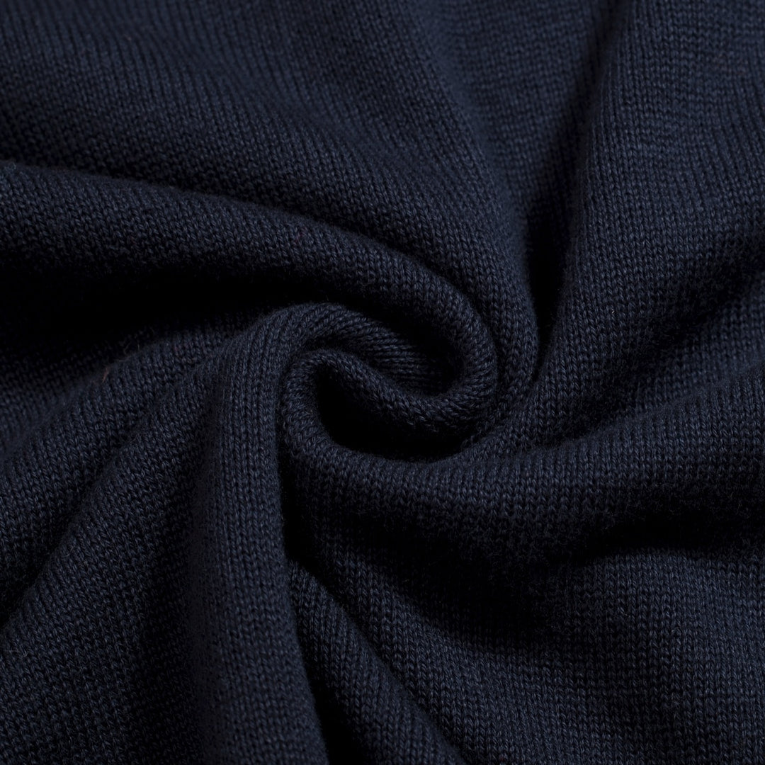 Men's Dark Blue Vintage Insect Embroidery Polo Knit Shirt