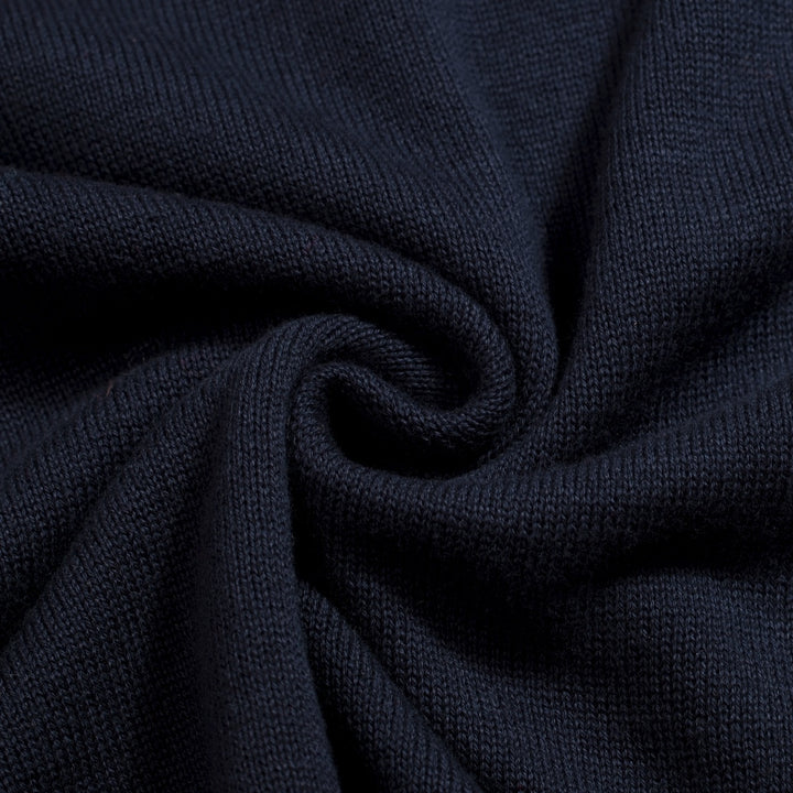 Men's Dark Blue Vintage Insect Embroidery Polo Knit Shirt