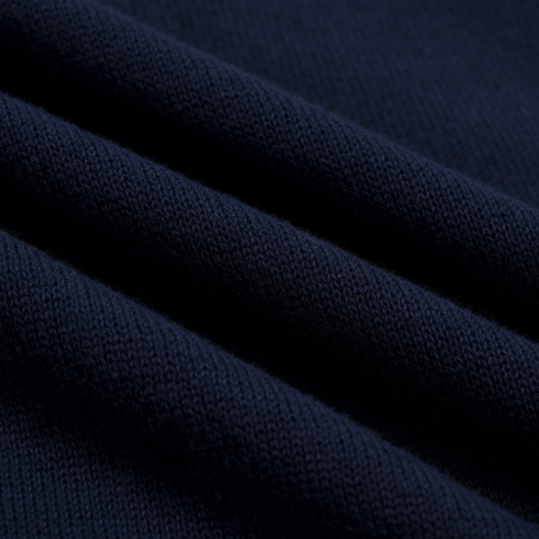 Cardigan tricoté vintage bleu foncé pour homme avec broderie hibou