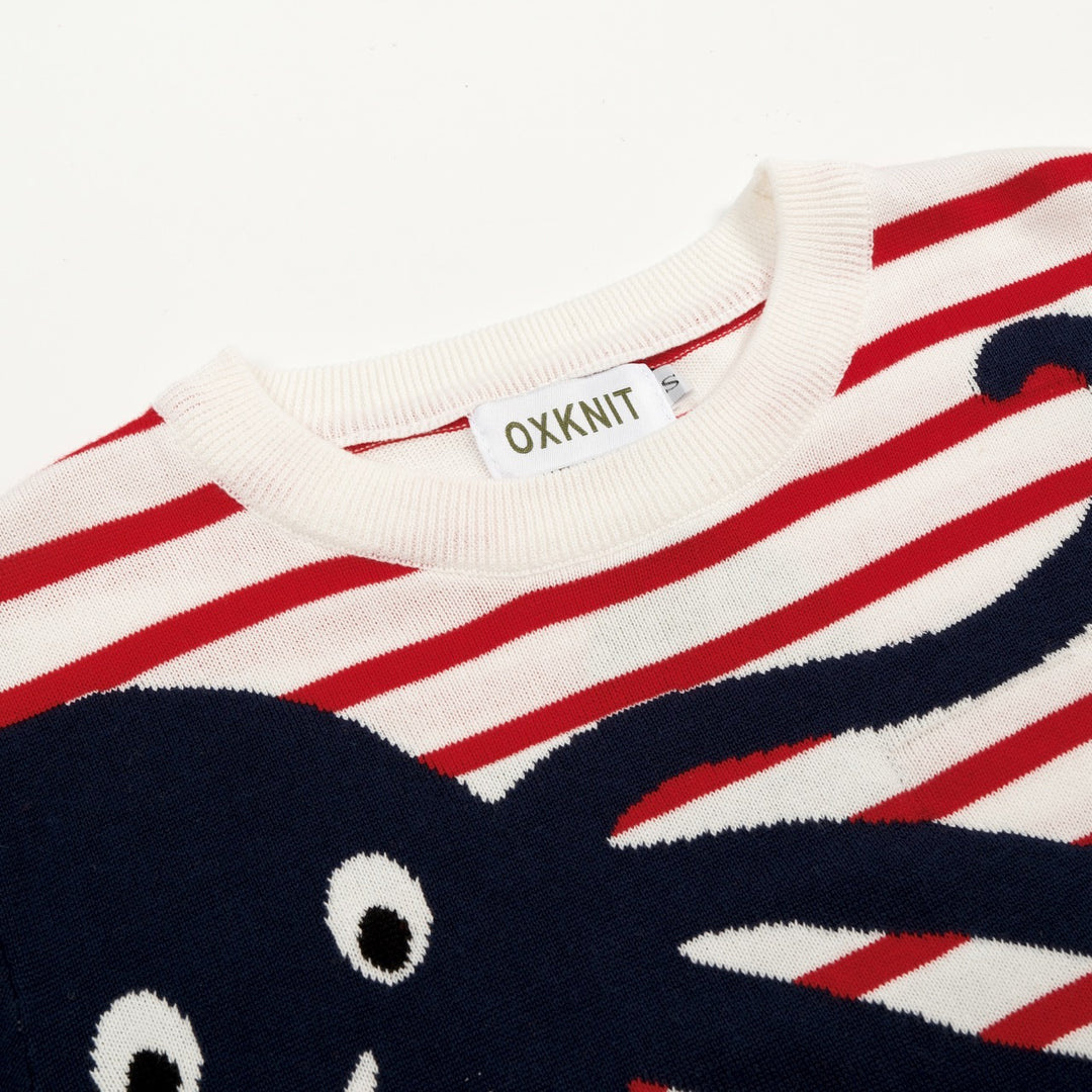 Women's Apricot Vintage Octopus Jacquard Knit T-Shirt