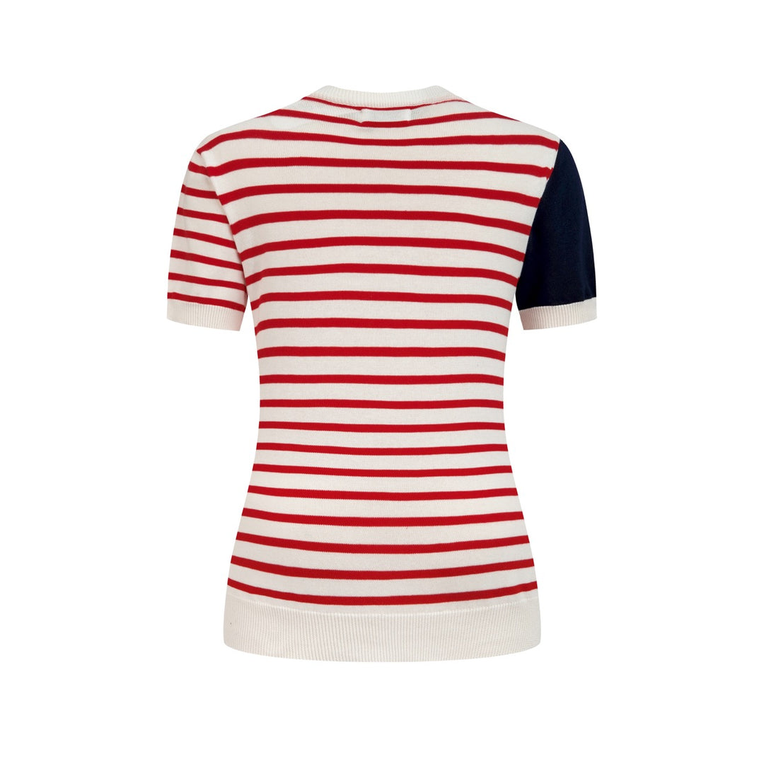 Women's Apricot Vintage Octopus Jacquard Knit T-Shirt