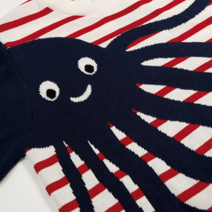Women's Apricot Vintage Octopus Jacquard Knit T-Shirt