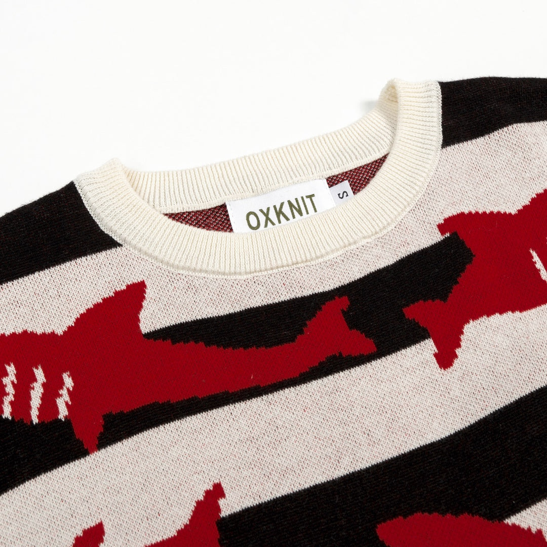 Women's Classic Striped Vintage Fish Jacquard Knit T-Shirt