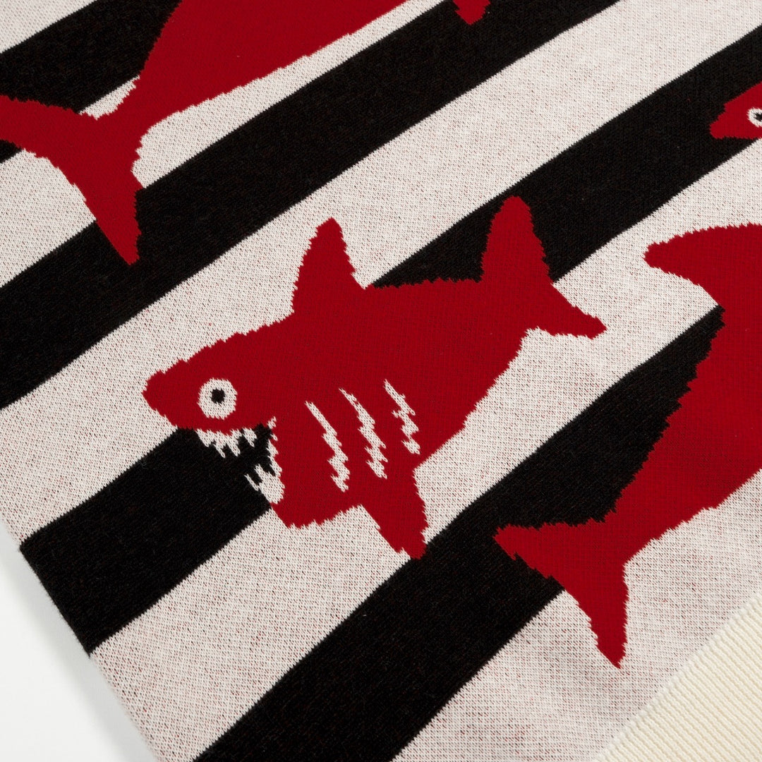 Women's Classic Striped Vintage Fish Jacquard Knit T-Shirt