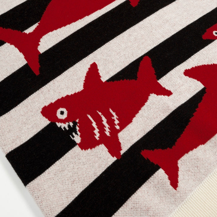 Women's Classic Striped Vintage Fish Jacquard Knit T-Shirt