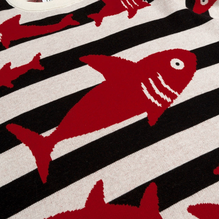 Women's Classic Striped Vintage Fish Jacquard Knit T-Shirt