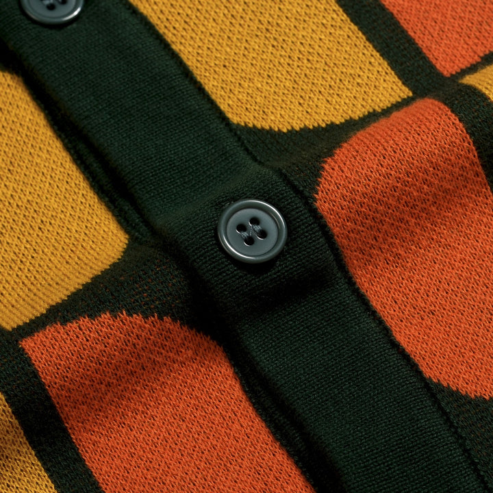 Herr Grön Retro Art Jacquardstickad Kofta