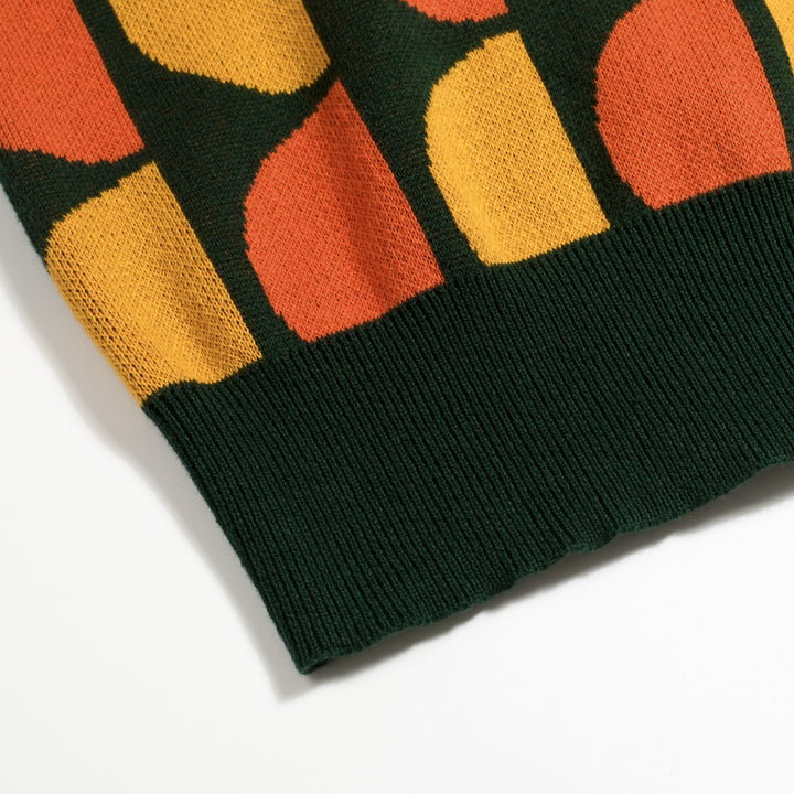 Herr Grön Retro Art Jacquardstickad Kofta