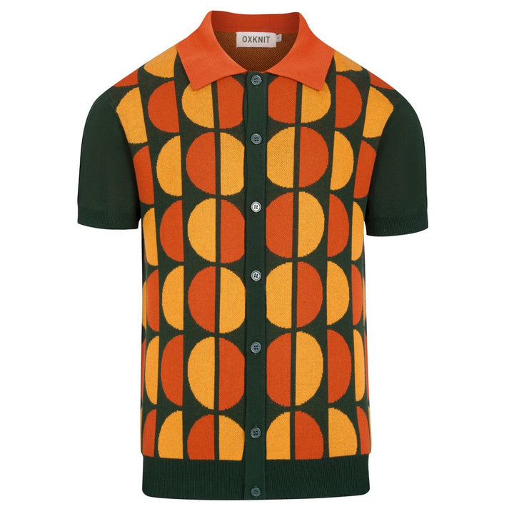 Herr Grön Retro Art Jacquardstickad Kofta