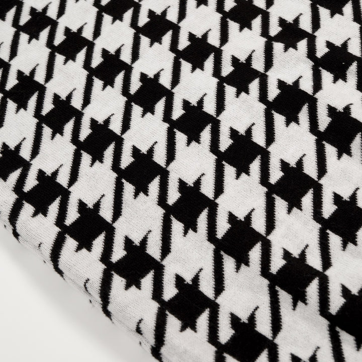 Men's Black Houndstooth Classic Jacquard Polo Knit Shirt