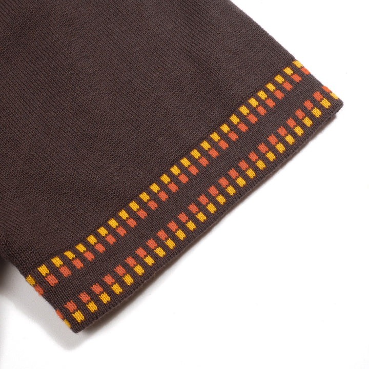 Herrklassisk brun minimalistisk konst jacquardstickad kofta