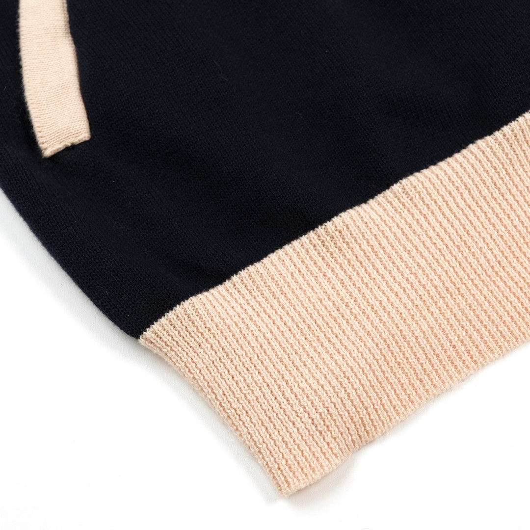 Dunkelblauer Herren-Cardigan mit künstlerischen Streifen im Vintage-Jacquard-Strick