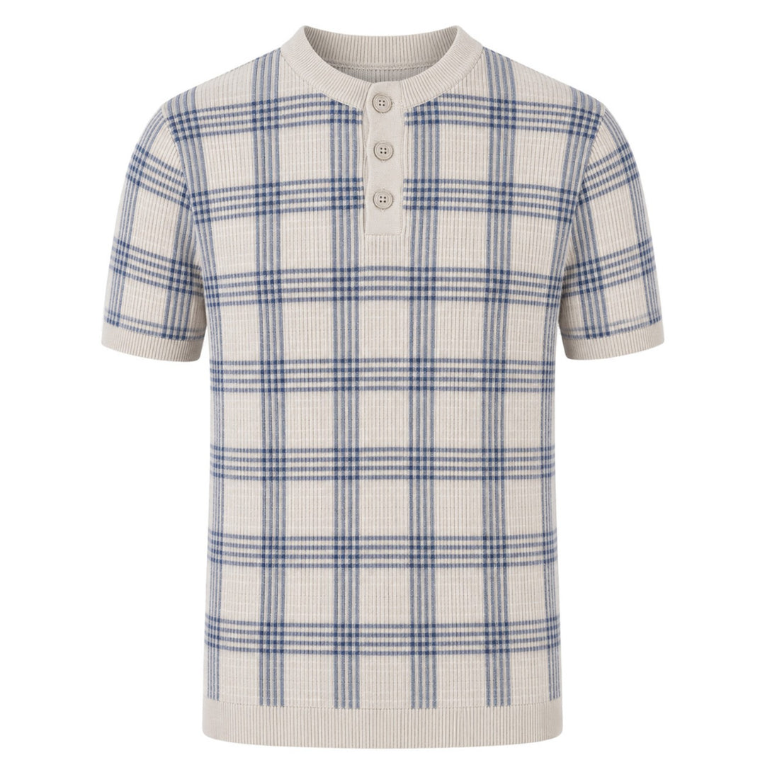 Men's Apricot Classic Striped Vintage Jacquard Knit T-Shirt