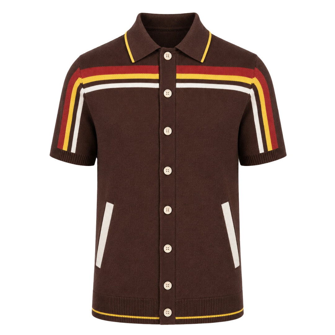 Herre strikket cardigan i sort retro modekunstdesign