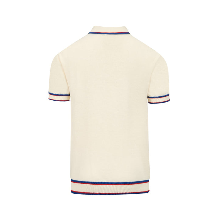 Cardigan da uomo vintage color albicocca a righe classiche in maglia jacquard