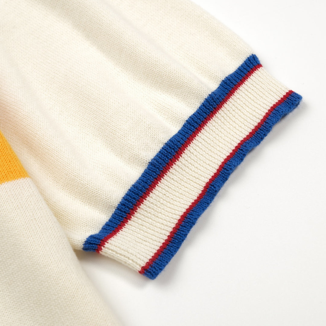 Cardigan da uomo vintage color albicocca a righe classiche in maglia jacquard
