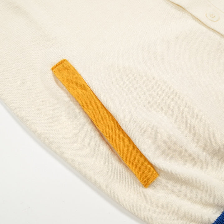 Cardigan da uomo vintage color albicocca a righe classiche in maglia jacquard