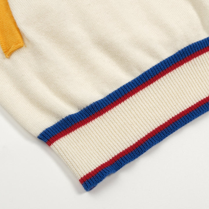 Cardigan da uomo vintage color albicocca a righe classiche in maglia jacquard