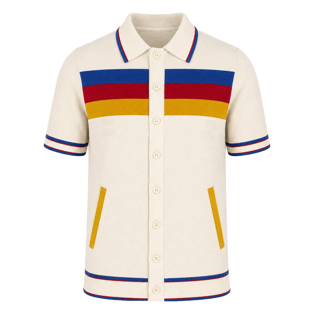 Herre strikket cardigan i sort retro modekunstdesign