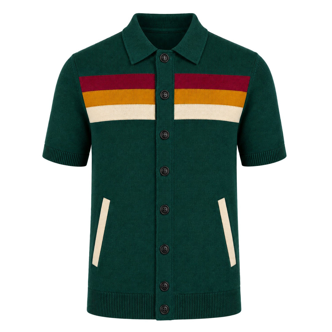 Herre strikket cardigan i sort retro modekunstdesign