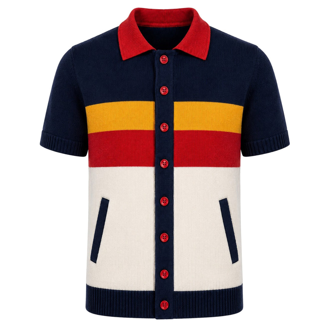 Herre strikket cardigan i sort retro modekunstdesign