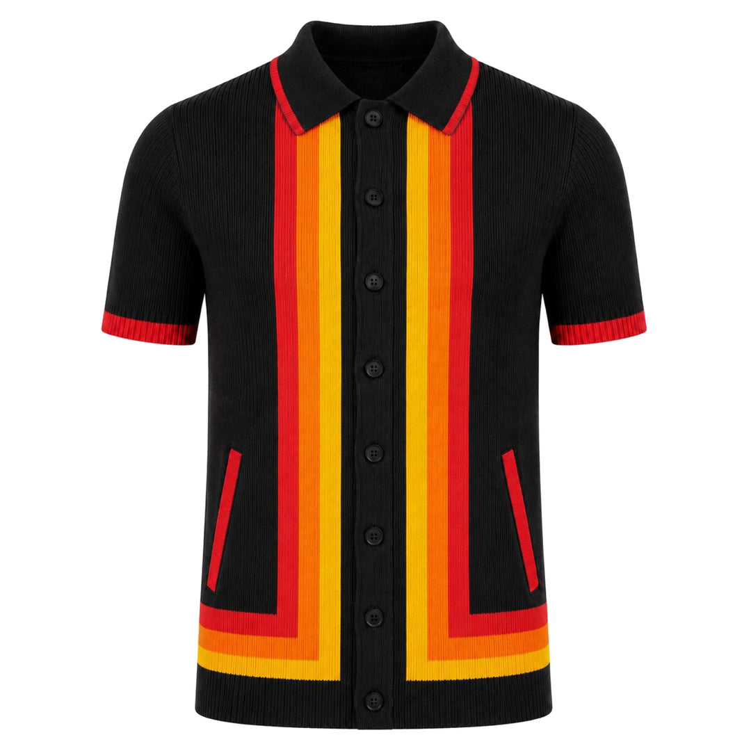Herre strikket cardigan i sort retro modekunstdesign