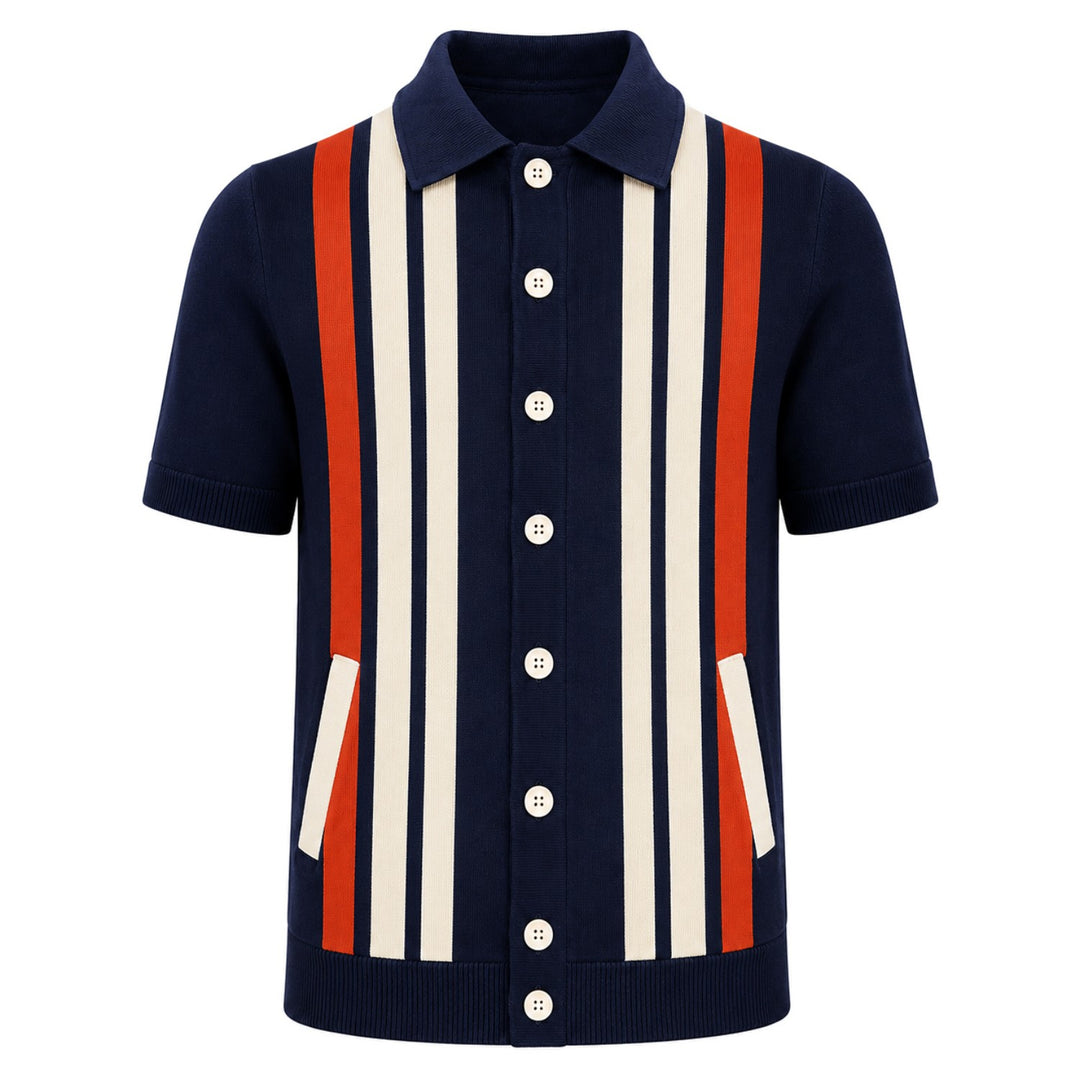 Herre strikket cardigan i sort retro modekunstdesign