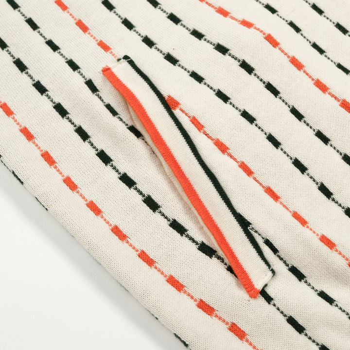 Herr Vintage Aprikos Konst Randig Jacquardstickad Kofta