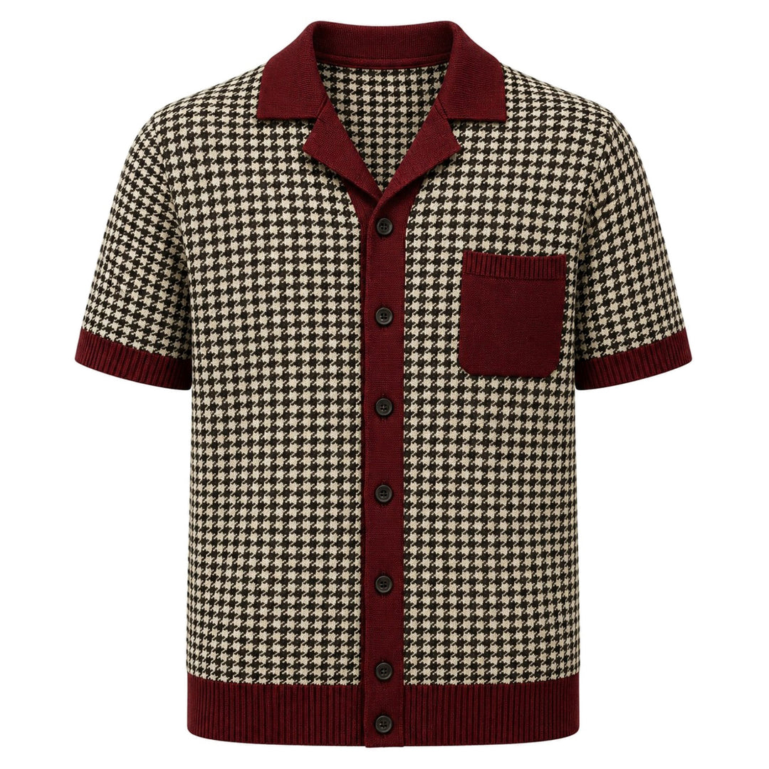 Herre strikket cardigan i sort retro modekunstdesign