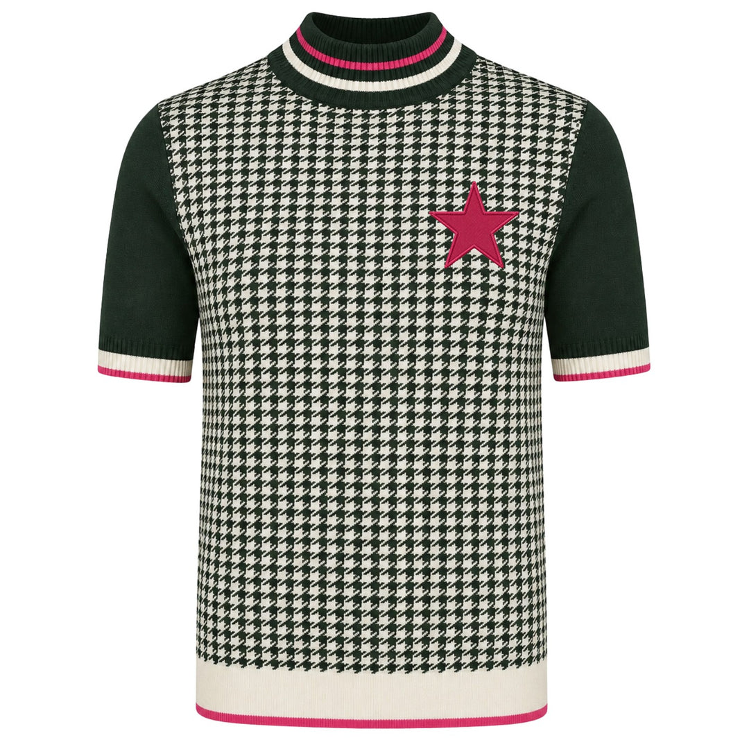 Mørkeblå landskab Jacquard strik T-shirt til mænd)
