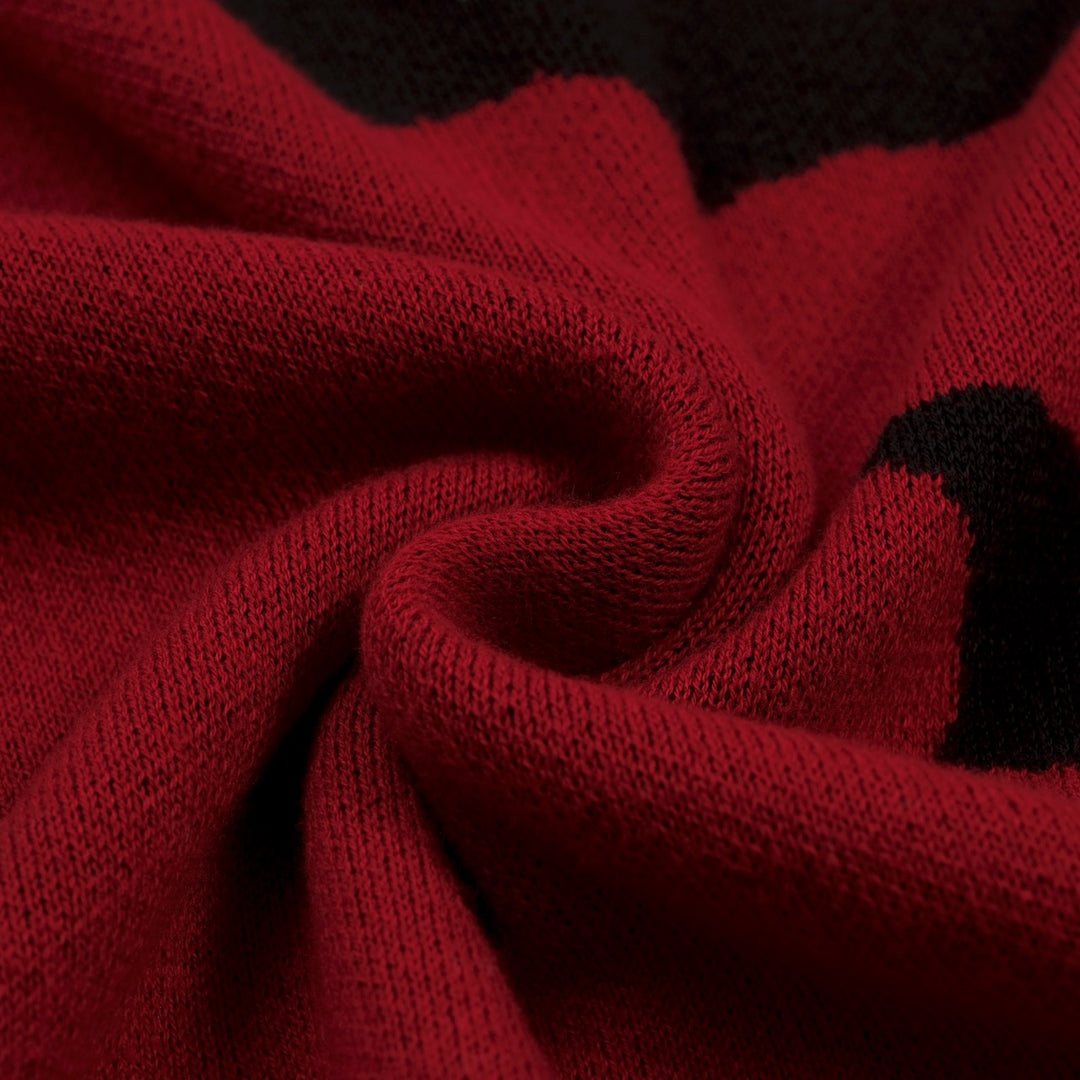 Men's Vintage Brick Red Batwing Jacquard Knit T-Shirt