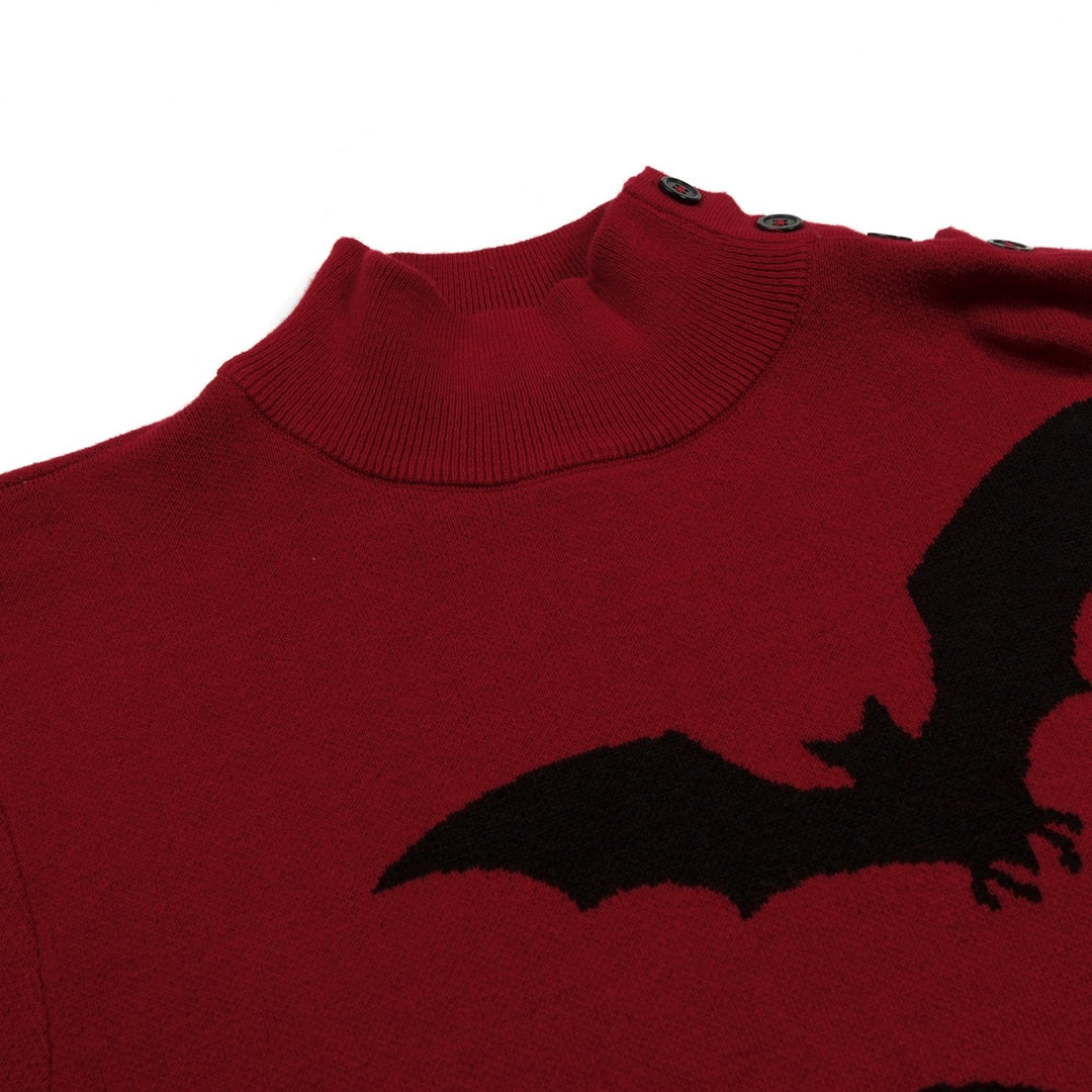 Men's Vintage Brick Red Batwing Jacquard Knit T-Shirt